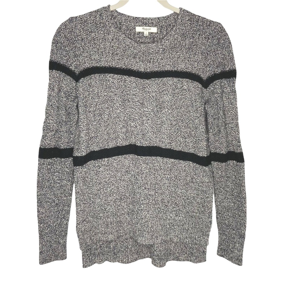Madewell‎ Sweater Size S Marled Gray Crewneck Ribbed Hem Preppy Urban Casual